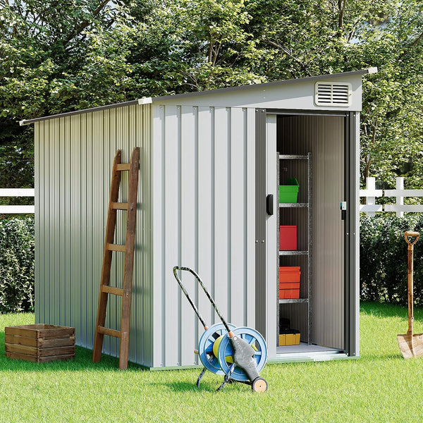 5' x 7' Outdoor Storage Shed, Metal Sheds & Outdoor Storage with Lockable Door and Vents, Garden Shed Tool Storage Shed for Backyard Patio Lawn, White - Walmart.com